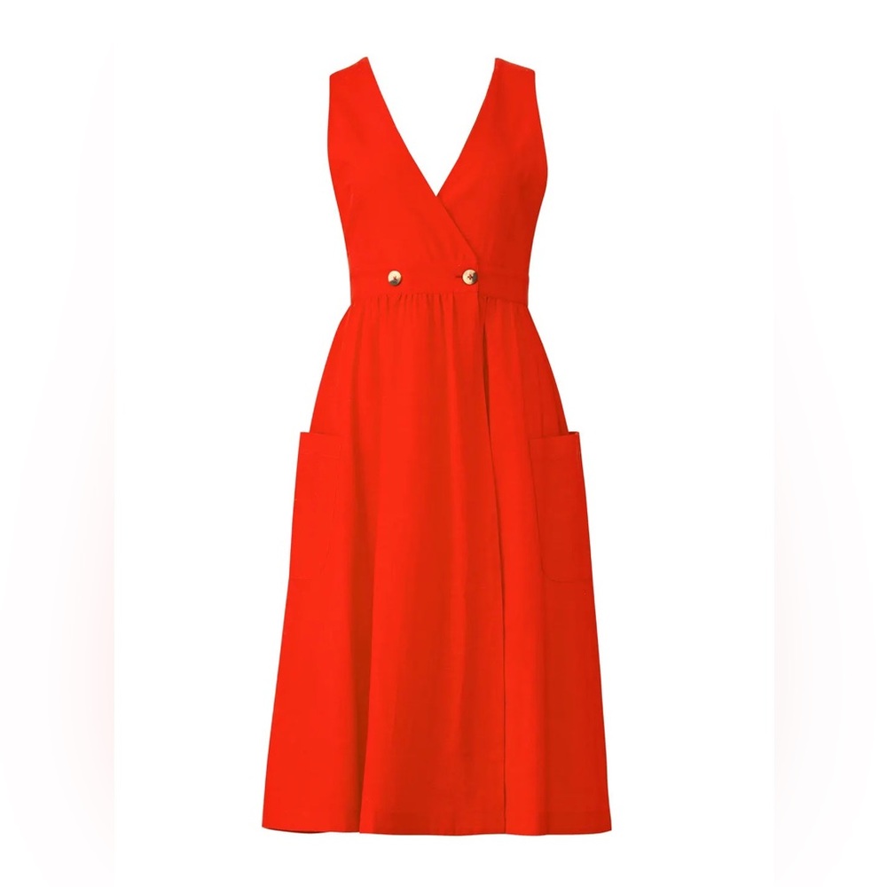 FREE PEOPLE Red DIANA Wrap Cotton Midi Dress